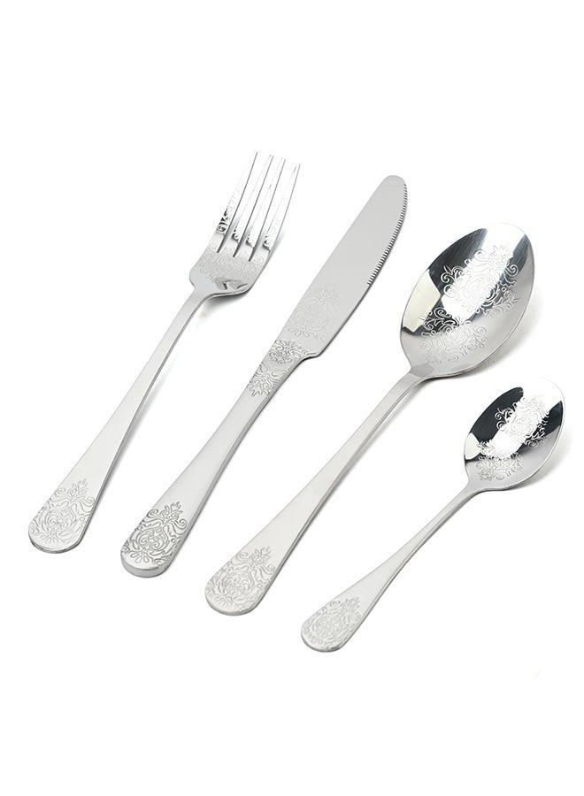 أولييرو طقم أدوات طعام متين وأنيق مكوّن من 24 قطعة لراحة استخدام ومائدة أنيقة – فضي - Image 4